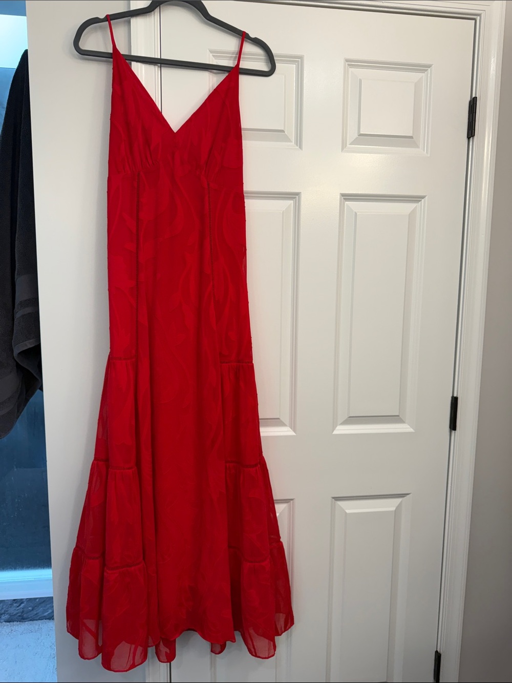 Red V-Neck Maxi Dress